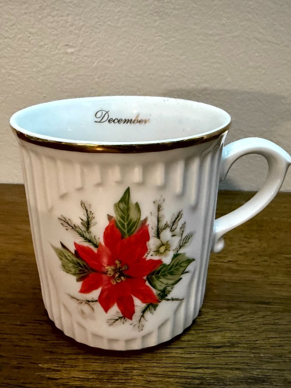 Vintage 1970s Bohemia Czech Republik Flower of the Month Coffee Cup Mug December